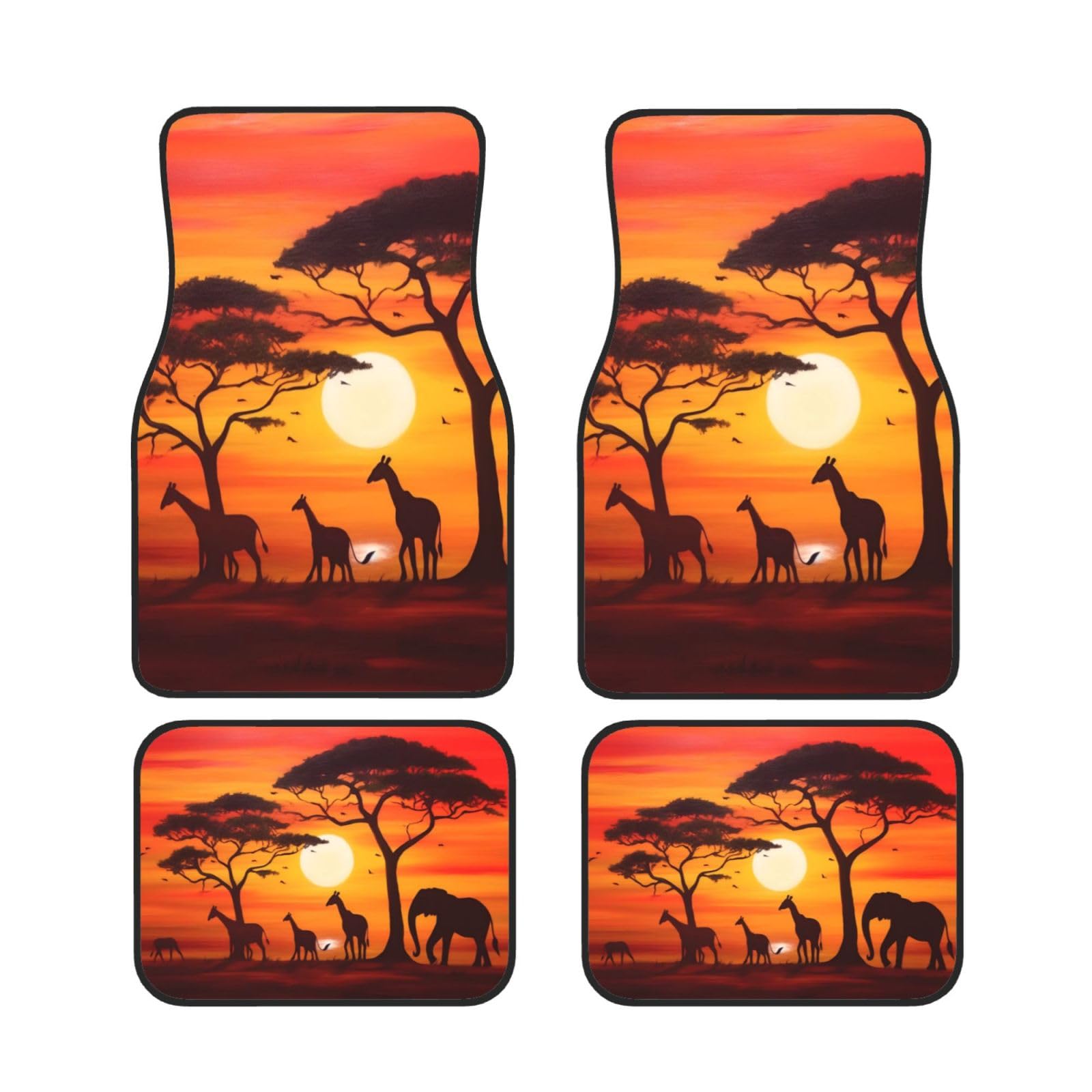 African Animal Sunset Universal Auto Fußmatten Set von 4 Stück Automotive Front Rear Floor Fußmatten Anti-Rutsch-Neopren Auto Fußmatten für SUVs, Limousinen, Van, LKW African Animal Sunset Universal Auto Fußmatten Set von 4 Stück Automotive Front Rear Floor Fußmatten Anti-Rutsch-Neopren Auto Fußmatten für SUVs, Limousinen, Van, LKW von BKTRAVERPT
