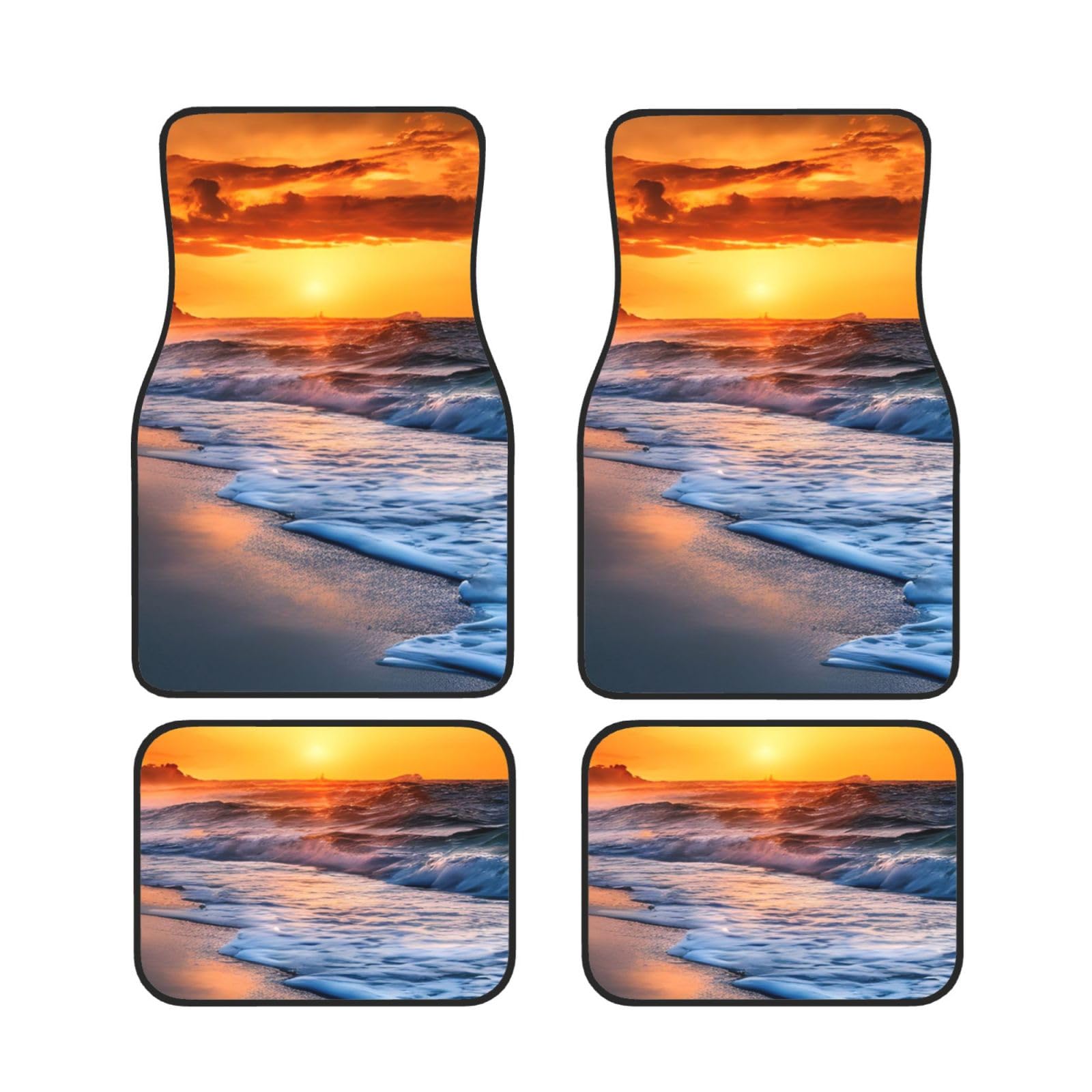 Beach With Sunset Universal Auto Fußmatten, Auto Fußmatten Set von 4 Stück, Automotive Front Rear Floor Fußmatten, Anti-Rutsch-Neopren Auto Fußmatten für SUVs, Limousinen, Van, LKW Beach With Sunset Universal Auto Fußmatten, Auto Fußmatten Set von 4 Stück, Automotive Front Rear Floor Fußmatten, Anti-Rutsch-Neopren Auto Fußmatten für SUVs, Limousinen, Van, LKW von BKTRAVERPT