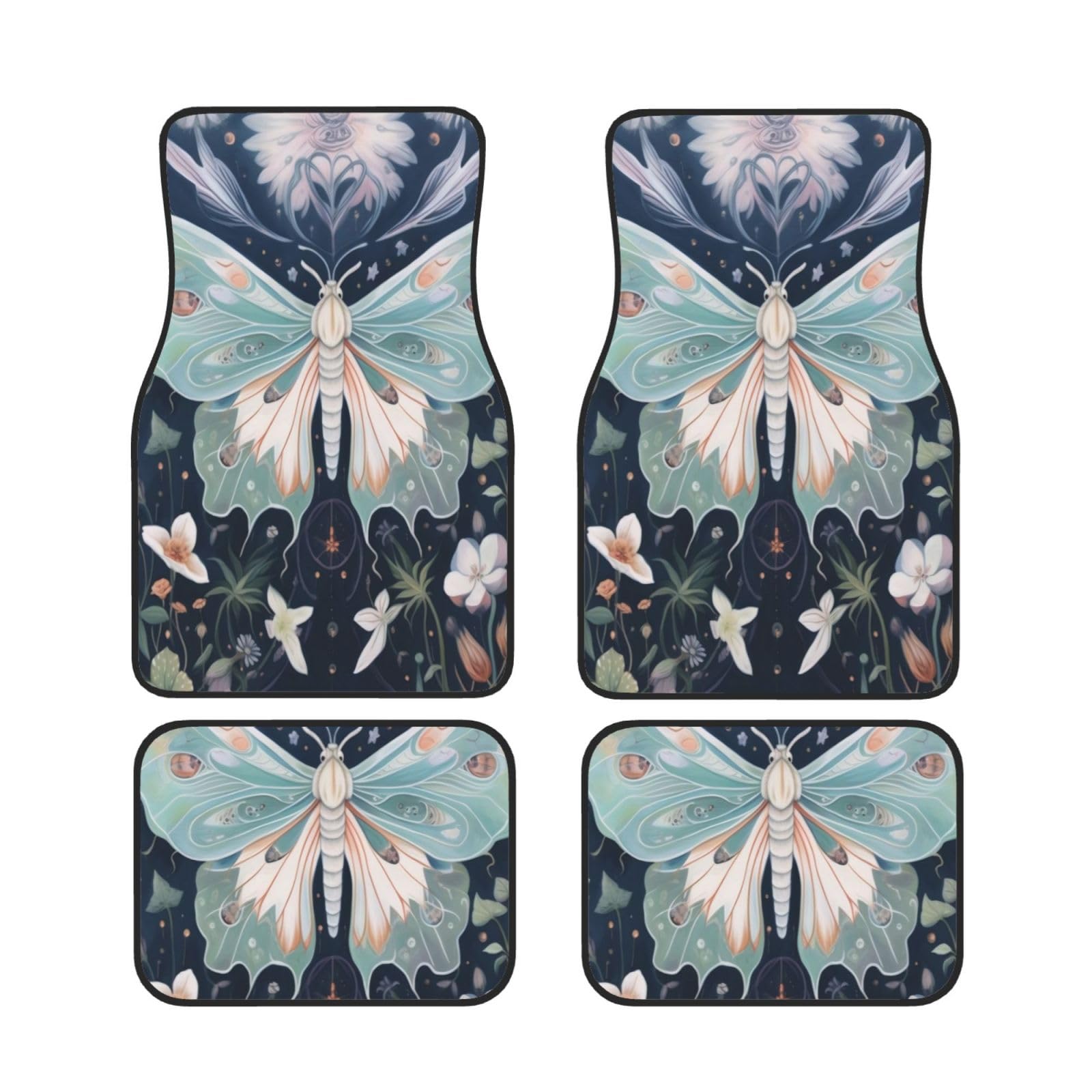 Beautiful Moth Universal Auto Fußmatten Auto Fußmatten Set von 4 Stück Automotive Front Rear Floor Mats Anti-Rutsch-Neopren Auto Fußmatten für SUVs, Limousinen, Van, LKW Beautiful Moth Universal Auto Fußmatten Auto Fußmatten Set von 4 Stück Automotive Front Rear Floor Mats Anti-Rutsch-Neopren Auto Fußmatten für SUVs, Limousinen, Van, LKW von BKTRAVERPT