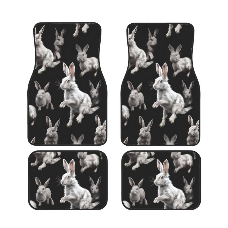 Bunny Rabbit Universal Auto Fußmatten Auto Fußmatten Set von 4 Stück Automotive Vorne Hinten Fußmatten Anti-Rutsch-Neopren Auto Fußmatten für SUVs, Limousinen, Van, LKW von BKTRAVERPT
