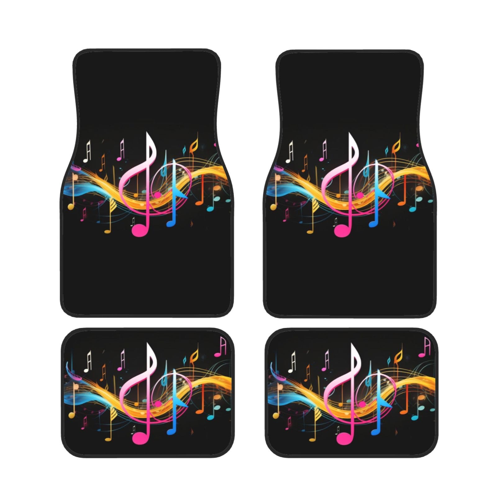 Bunte Universal-Fußmatten mit Musiknoten, 4-teiliges Set, für vorne und hinten, rutschfeste Neopren-Auto-Fußmatten für SUVs, Limousinen, Vans, LKWs Bunte Universal-Fußmatten mit Musiknoten, 4-teiliges Set, für vorne und hinten, rutschfeste Neopren-Auto-Fußmatten für SUVs, Limousinen, Vans, LKWs von BKTRAVERPT