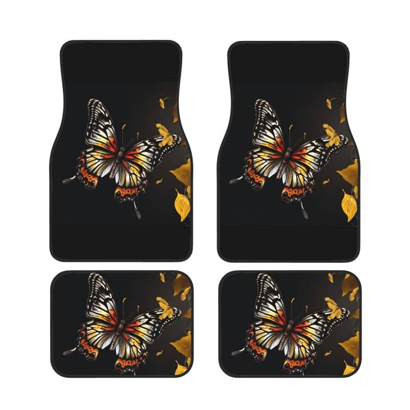 Butterfly Universal Auto Fußmatten Auto Fußmatten Set von 4 Stück Automotive Vorne Hinten Fußmatten Anti-Rutsch-Neopren Auto Fußmatten für SUVs Limousine Van LKW von BKTRAVERPT