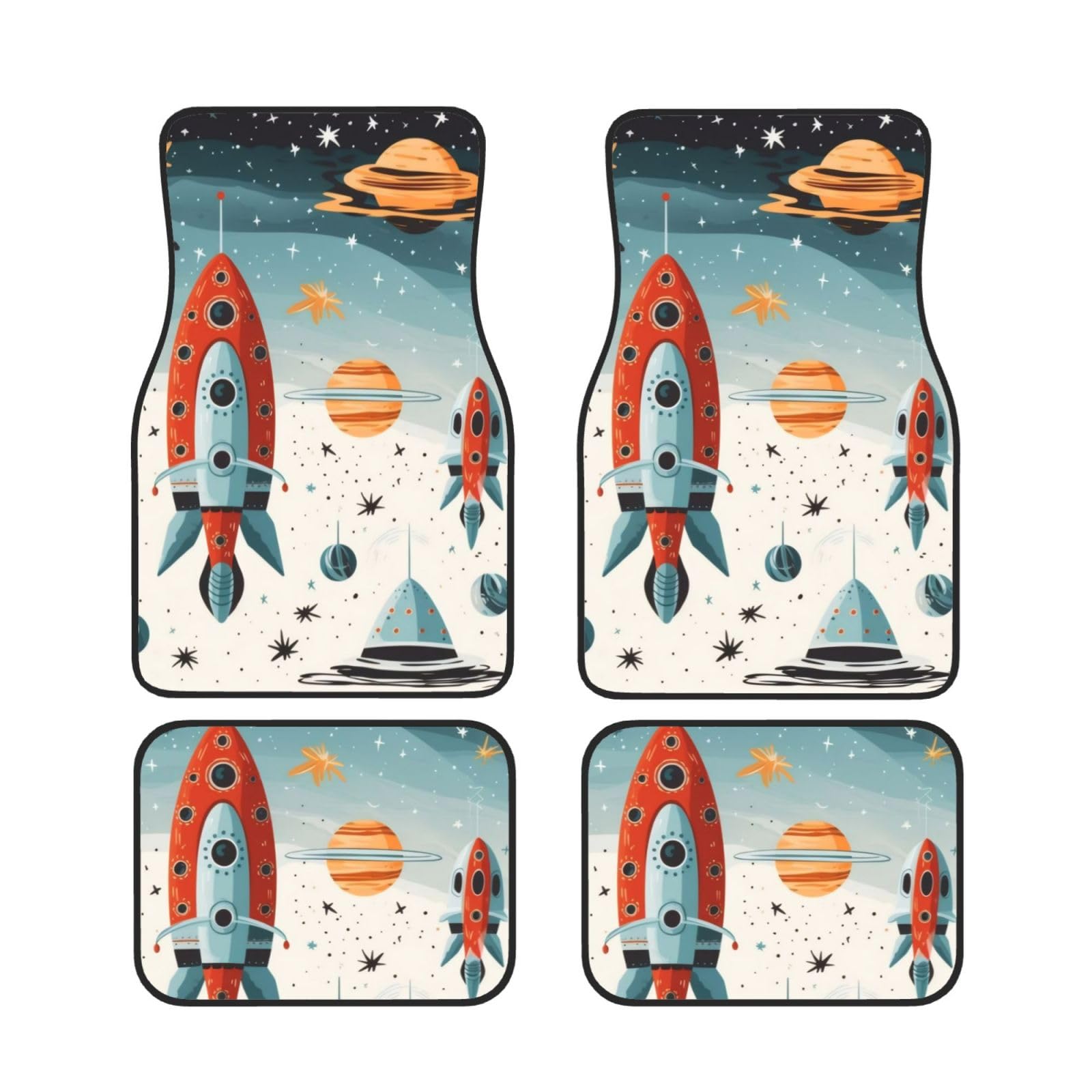 Cartoon Rockets Universal Auto Fußmatten Auto Fußmatten Set von 4 Stück Automotive Front Rear Floor Fußmatten Anti-Rutsch-Neopren Auto Fußmatten für SUVs, Limousinen, Van, LKW Cartoon Rockets Universal Auto Fußmatten Auto Fußmatten Set von 4 Stück Automotive Front Rear Floor Fußmatten Anti-Rutsch-Neopren Auto Fußmatten für SUVs, Limousinen, Van, LKW von BKTRAVERPT