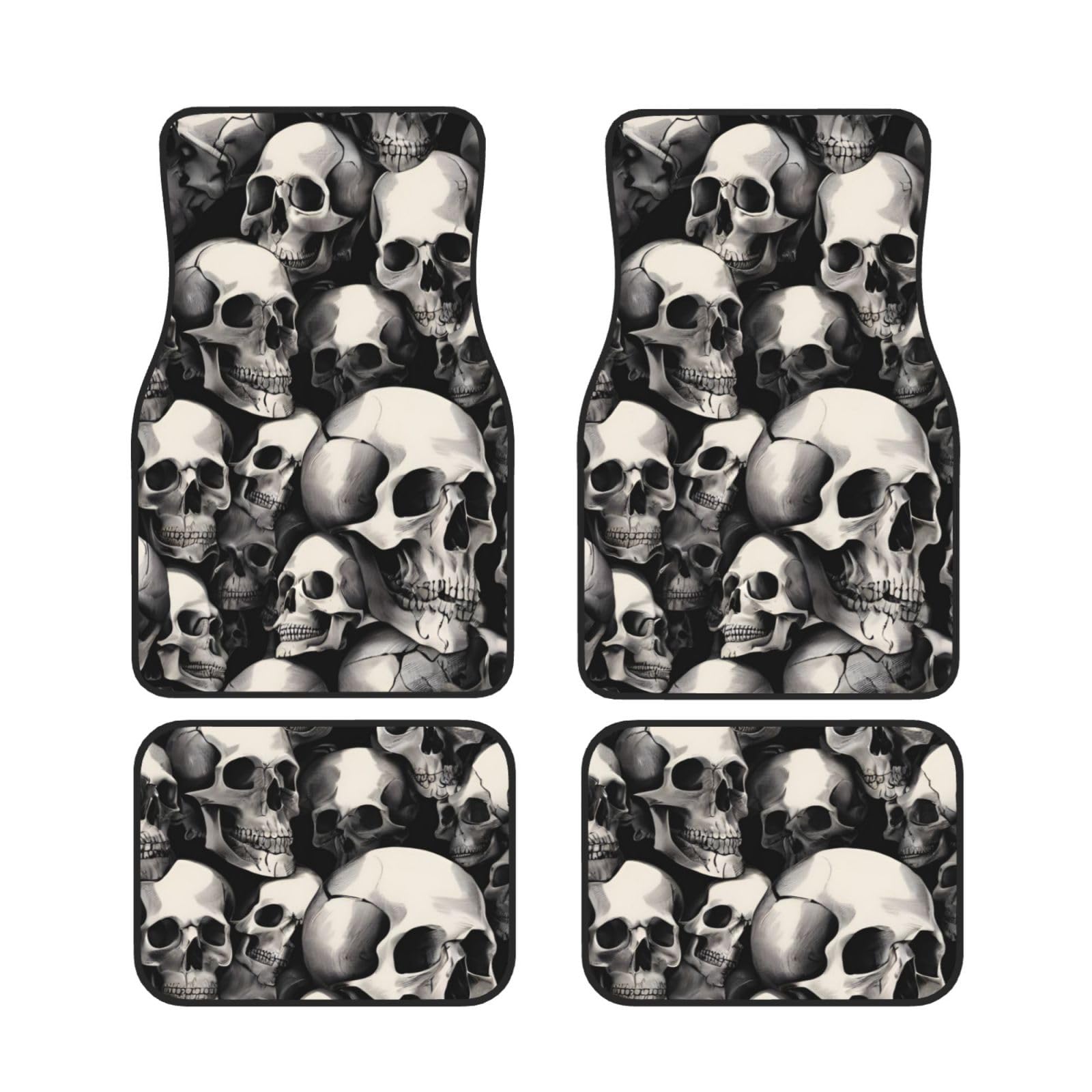 Cool Retro Skull Graphics Universal Auto Fußmatten Set von 4 Stück Automotive Front Rear Floor Fußmatten Anti-Rutsch-Neopren Auto Fußmatten für SUVs, Limousinen, Van, LKW Cool Retro Skull Graphics Universal Auto Fußmatten Set von 4 Stück Automotive Front Rear Floor Fußmatten Anti-Rutsch-Neopren Auto Fußmatten für SUVs, Limousinen, Van, LKW von BKTRAVERPT