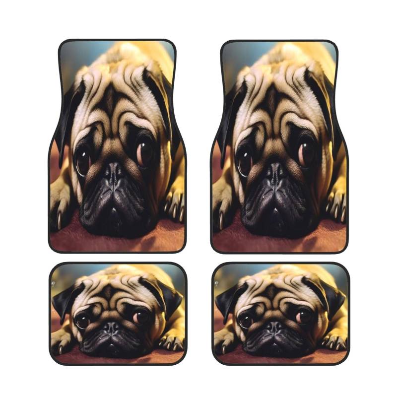 Cry Pug Universal Auto Fußmatten Auto Fußmatten Set von 4 Stück Automotive Front Rear Floor Mats Anti-Rutsch-Neopren Auto Fußmatten für SUVs, Limousinen, Van, LKW von BKTRAVERPT