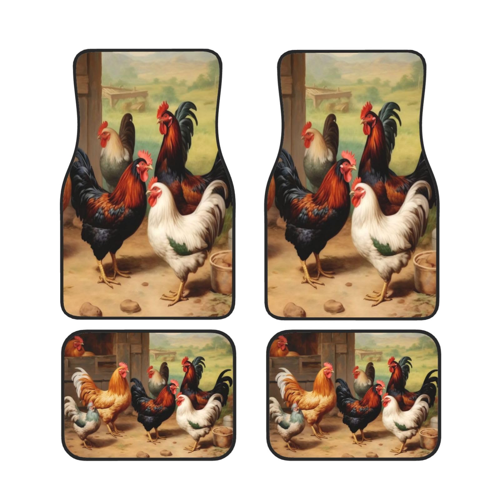 Farm Chickens Universal Auto Fußmatten Auto Fußmatten Set von 4 Stück Automotive Front Rear Floor Mats Anti-Rutsch-Neopren Auto Fußmatten für SUVs, Limousinen, Van, LKW Farm Chickens Universal Auto Fußmatten Auto Fußmatten Set von 4 Stück Automotive Front Rear Floor Mats Anti-Rutsch-Neopren Auto Fußmatten für SUVs, Limousinen, Van, LKW von BKTRAVERPT
