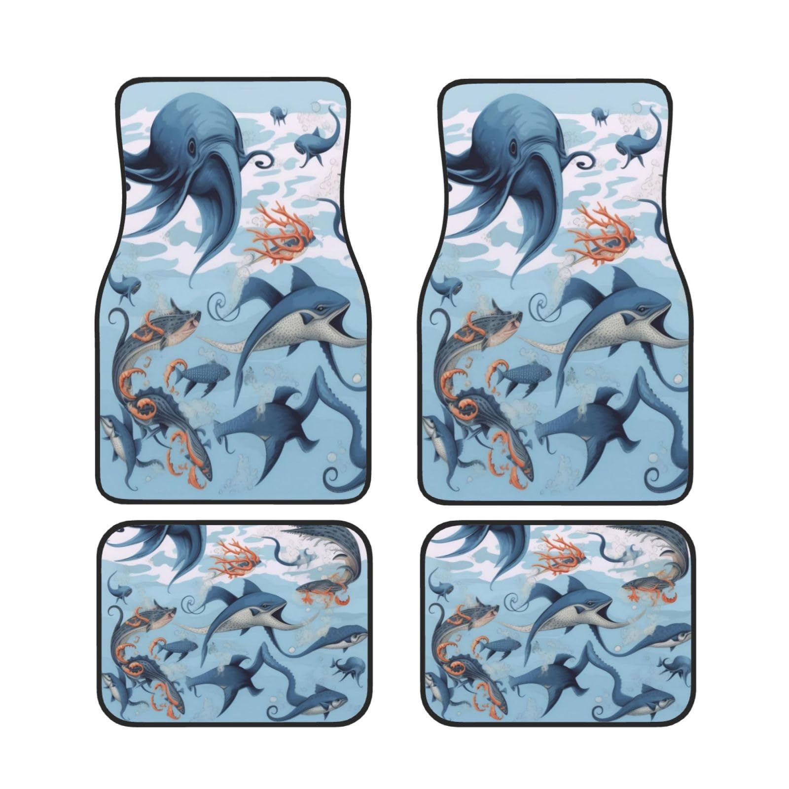 Fish and Octopus Universal Auto Fußmatten Auto Fußmatten Set von 4 Stück Automotive Front Rear Floor Mats Anti-Rutsch-Neopren Auto Fußmatten für SUVs, Limousinen, Van, LKW Fish and Octopus Universal Auto Fußmatten Auto Fußmatten Set von 4 Stück Automotive Front Rear Floor Mats Anti-Rutsch-Neopren Auto Fußmatten für SUVs, Limousinen, Van, LKW von BKTRAVERPT