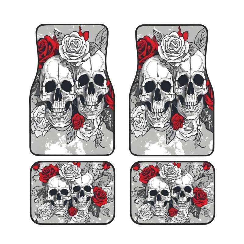 Flower Universal Auto Fußmatten Auto Fußmatten Set von 4 Stück Automotive Front Rear Floor Fußmatten Anti-Rutsch-Neopren Auto Fußmatten für SUVs, Limousinen, Van, LKW von BKTRAVERPT