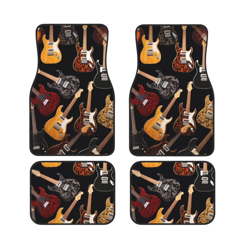 Guitars Universal Auto Fußmatten Auto Fußmatten Set von 4 Stück Automotive Front Rear Floor Mats Anti-Rutsch-Neopren Auto Fußmatten für SUVs, Limousinen, Van, LKW von BKTRAVERPT