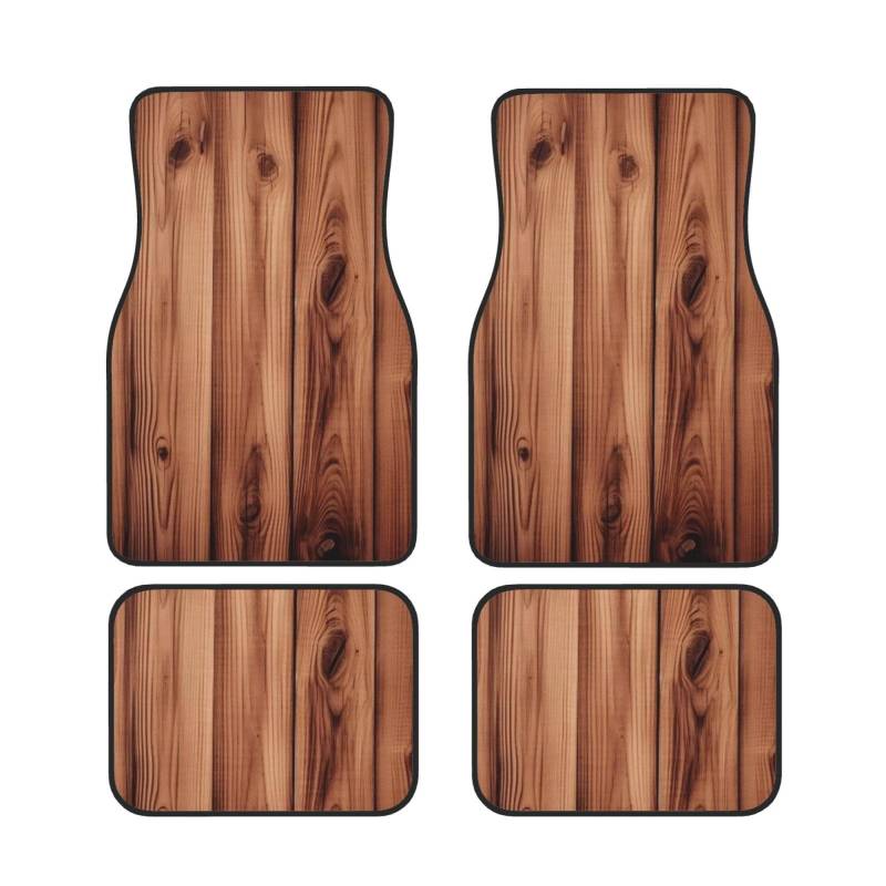 Holzmaserung Universal Auto Fußmatten Auto Fußmatten Set von 4 Stück Automotive Front Rear Floor Fußmatten Anti-Rutsch-Neopren Auto Fußmatten für SUVs, Limousinen, Van, LKW von BKTRAVERPT
