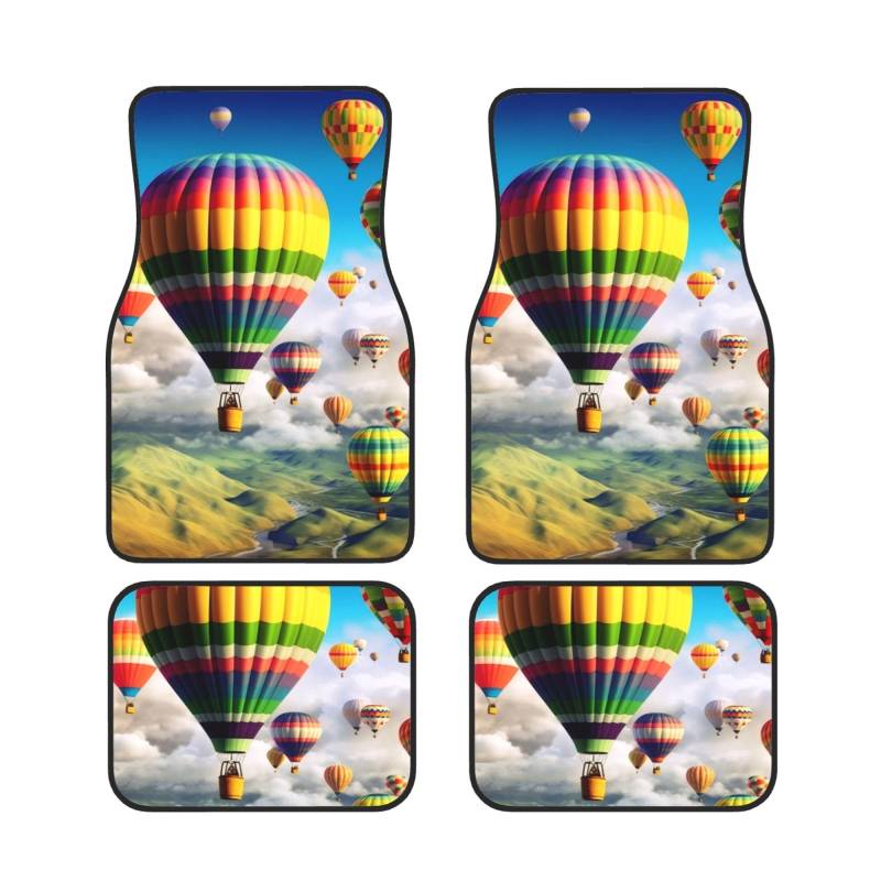 Hot Air Balloons Universal Auto Fußmatten Auto Fußmatten Set von 4 Stück Automotive Front Rear Floor Fußmatten Anti-Rutsch-Neopren Auto Fußmatten für SUVs, Limousinen, Van, LKW von BKTRAVERPT