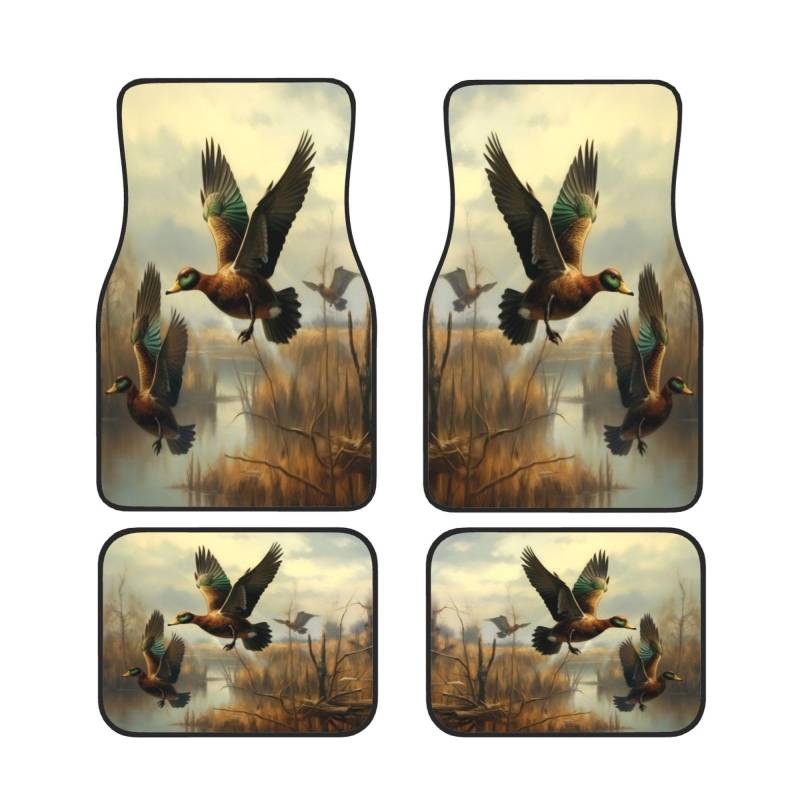 Hunting Flying Wild Universal Auto Fußmatten Auto Fußmatten Set von 4 Stück Automotive Front Rear Floor Mats Anti-Rutsch-Neopren Auto Fußmatten für SUVs, Limousinen, Van, LKW von BKTRAVERPT