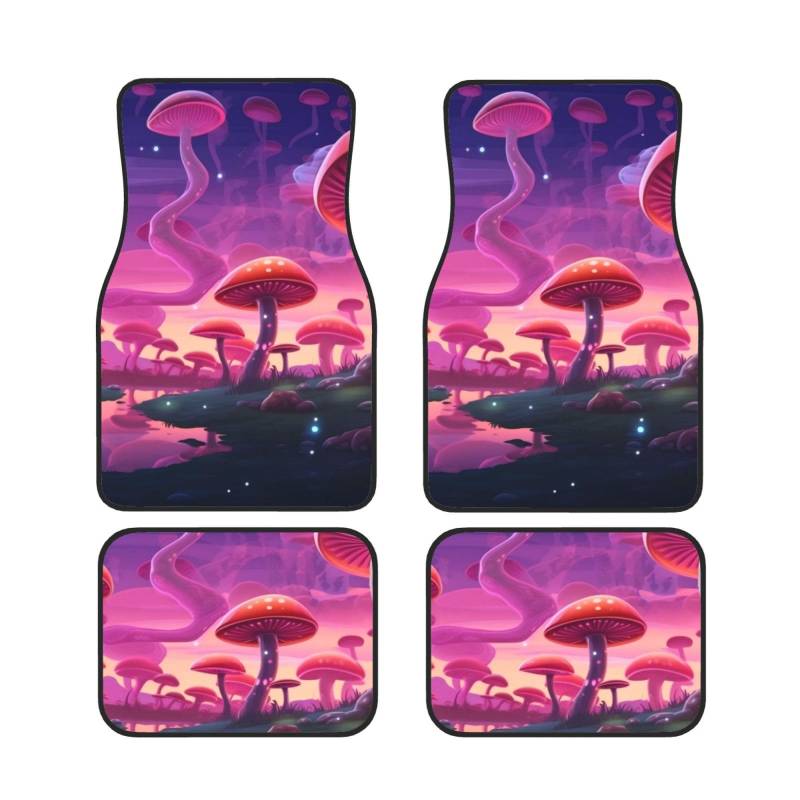 Magic Mushroom Universal Auto Fußmatten Auto Fußmatten Set von 4 Stück Automotive Front Rear Floor Mats Anti-Rutsch-Neopren Auto Fußmatten für SUVs, Limousinen, Van, LKW von BKTRAVERPT