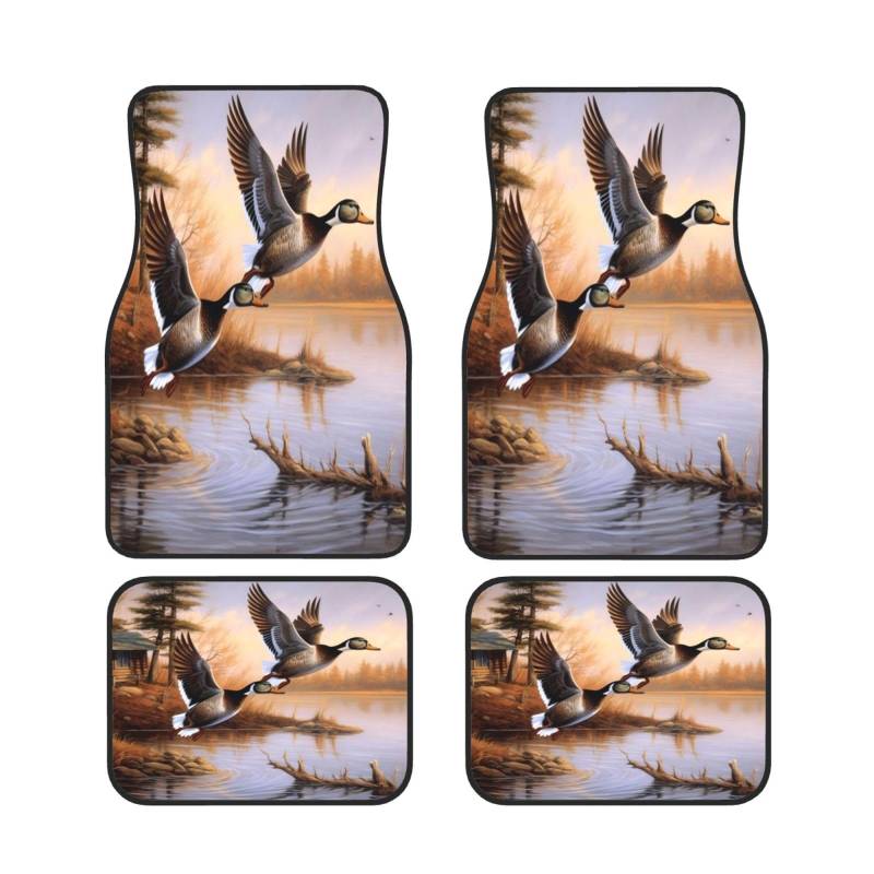 Mallard Ducks Universal Auto Fußmatten Auto Fußmatten Set von 4 Stück Automotive Front Rear Floor Mats Anti-Rutsch-Neopren Auto Fußmatten für SUVs, Limousinen, Van, LKW von BKTRAVERPT