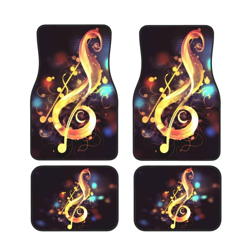 Music Note Universal Auto Fußmatten Set von 4 Stück Automotive Front Rear Floor Fußmatten Anti-Rutsch-Neopren Auto Fußmatten für SUVs, Limousinen, Van, LKW von BKTRAVERPT