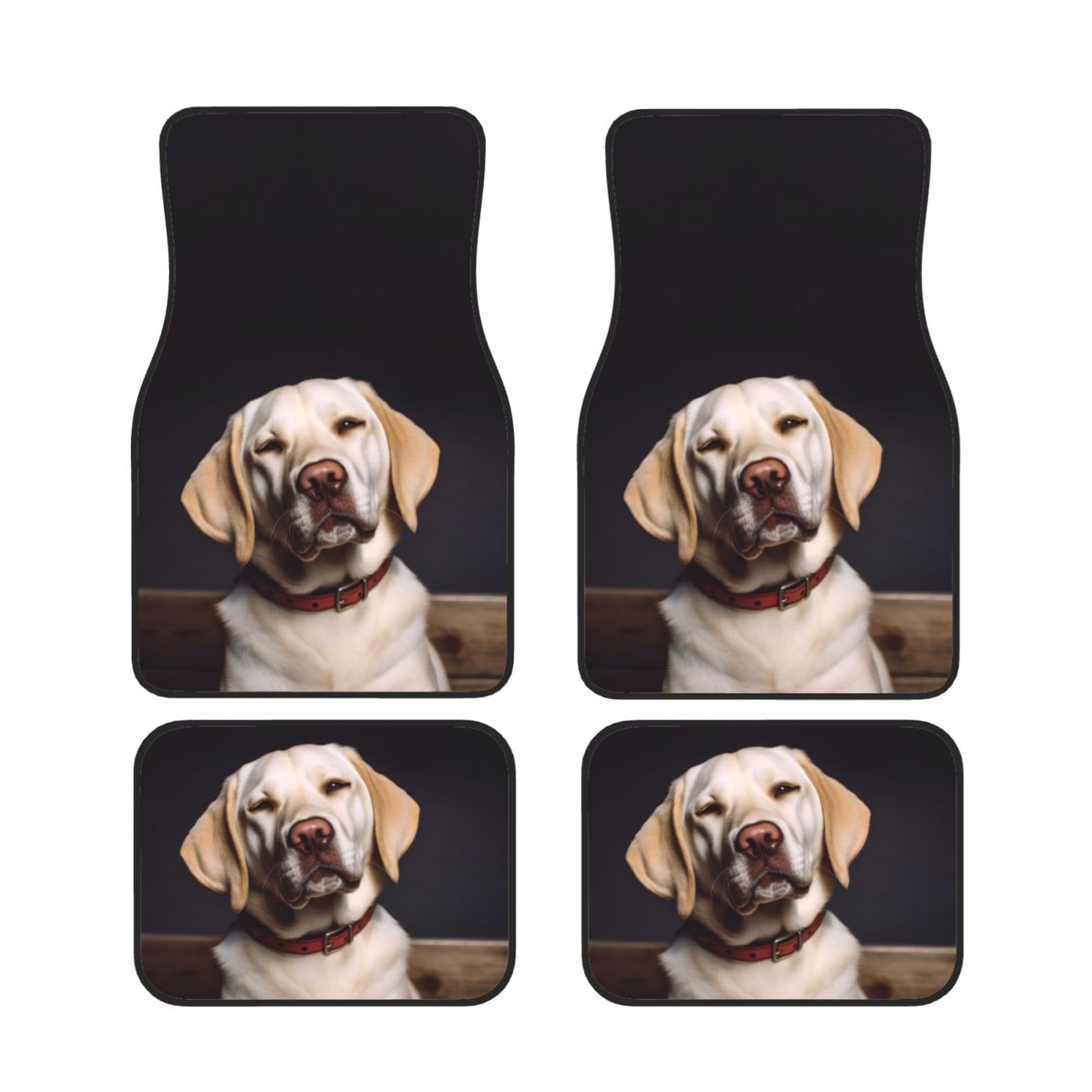 Niedliche Labrador-Hunde-Fußmatten, 4-teiliges Set, Auto-Bodenmatten für vorne und hinten, rutschfest, Neopren, für SUVs, Limousinen, Van, LKW Niedliche Labrador-Hunde-Fußmatten, 4-teiliges Set, Auto-Bodenmatten für vorne und hinten, rutschfest, Neopren, für SUVs, Limousinen, Van, LKW von BKTRAVERPT