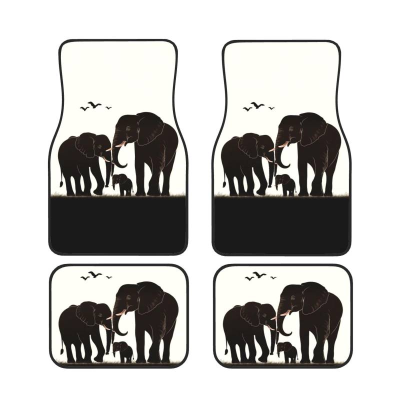 Old Elephant and Young Elephant Universal Auto Fußmatten Auto Fußmatten Set von 4 Stück Automotive Front Rear Floor Mats Anti-Rutsch-Neopren Auto Fußmatten für SUVs, Limousinen, Van, LKW von BKTRAVERPT