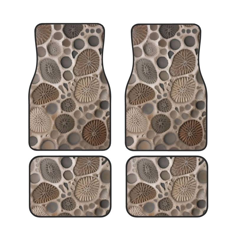 Petoskey Stone Universal Auto Fußmatten Auto Fußmatten Set von 4 Stück Automotive Front Rear Floor Fußmatten Anti-Rutsch-Neopren Auto Fußmatten für SUV Limousine Van LKW von BKTRAVERPT