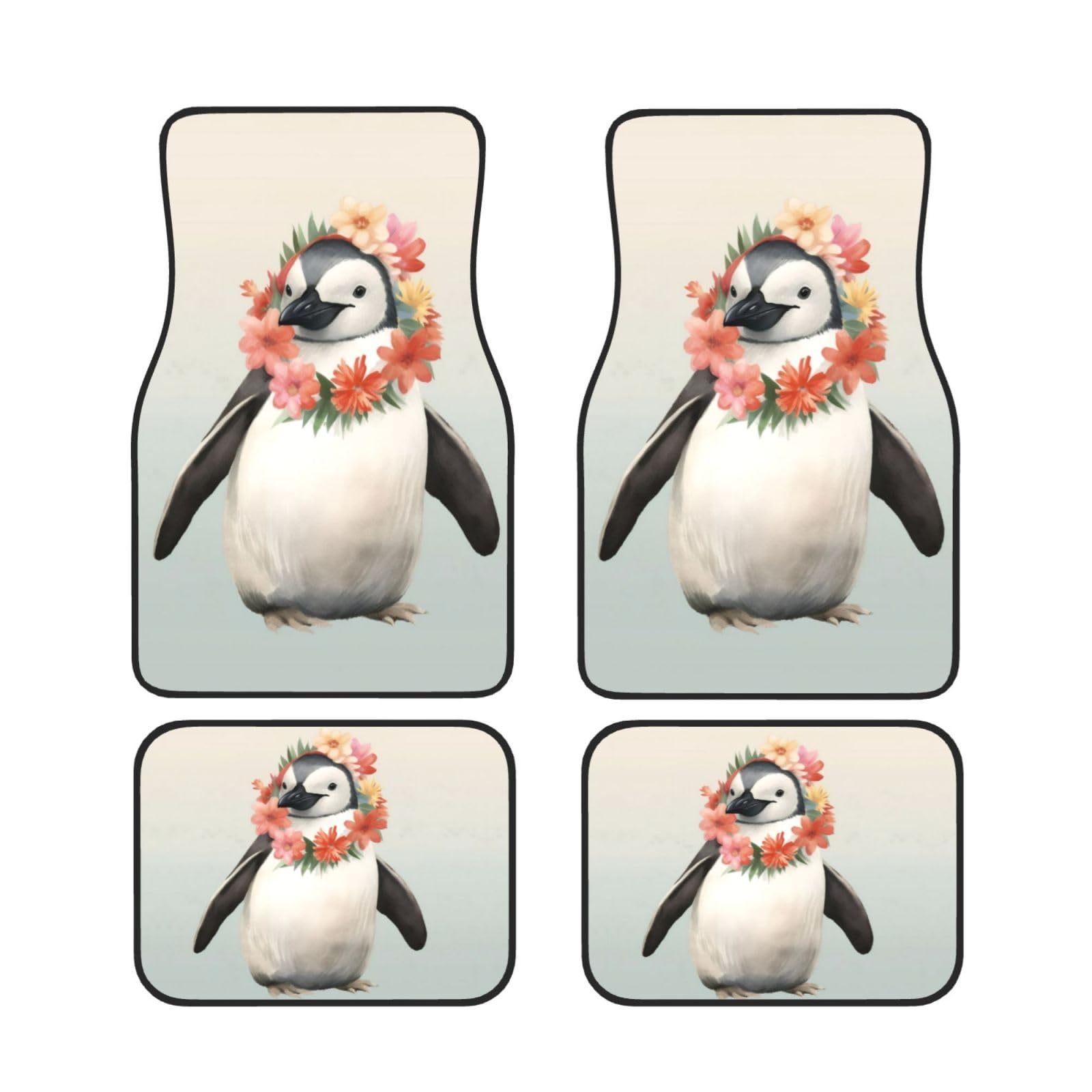 Pinguin trägt Blumen Universal Auto Fußmatten Auto Fußmatten Set von 4 Stück Automotive Front Rear Floor Mats Anti-Rutsch-Neopren Auto Fußmatten für SUVs, Limousinen, Van, LKW Pinguin trägt Blumen Universal Auto Fußmatten Auto Fußmatten Set von 4 Stück Automotive Front Rear Floor Mats Anti-Rutsch-Neopren Auto Fußmatten für SUVs, Limousinen, Van, LKW von BKTRAVERPT
