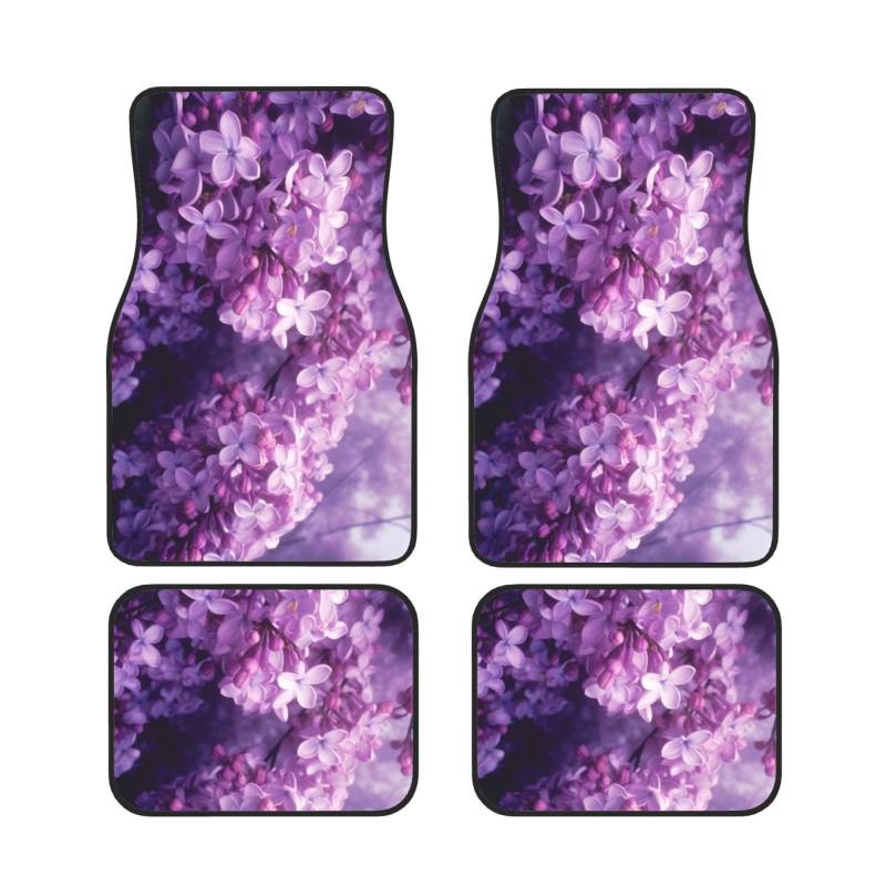 Purple Flowers Universal Auto Fußmatten Set von 4 Stück Automotive Front Rear Floor Fußmatten Anti-Rutsch-Neopren Auto Fußmatten für SUVs, Limousinen, Van, LKW von BKTRAVERPT