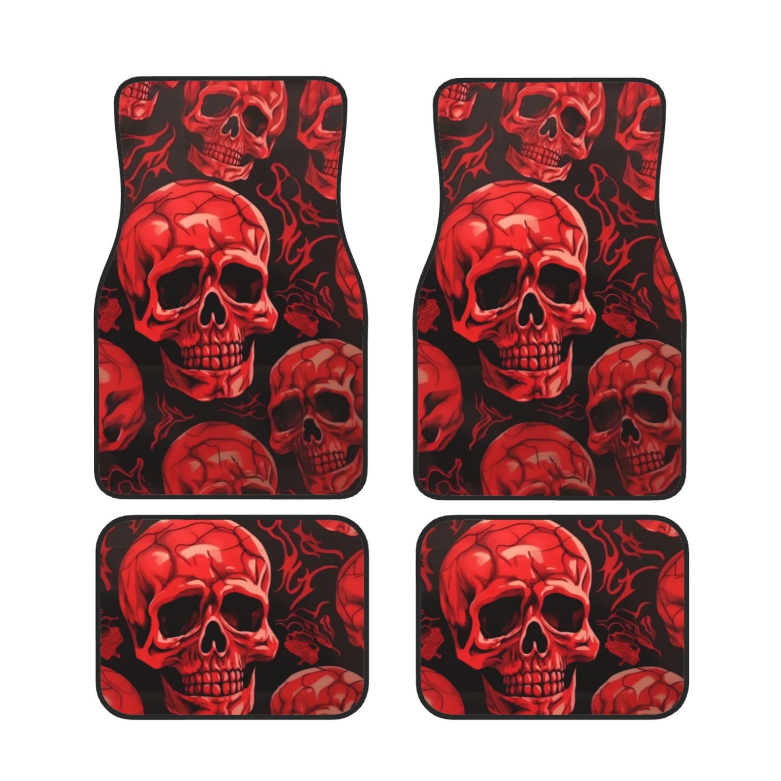 Red Skulls Universal Auto Fußmatten Set von 4 Stück Automotive Front Rear Floor Fußmatten Anti-Rutsch-Neopren Auto Fußmatten für SUVs, Limousinen, Van, LKW Red Skulls Universal Auto Fußmatten Set von 4 Stück Automotive Front Rear Floor Fußmatten Anti-Rutsch-Neopren Auto Fußmatten für SUVs, Limousinen, Van, LKW von BKTRAVERPT