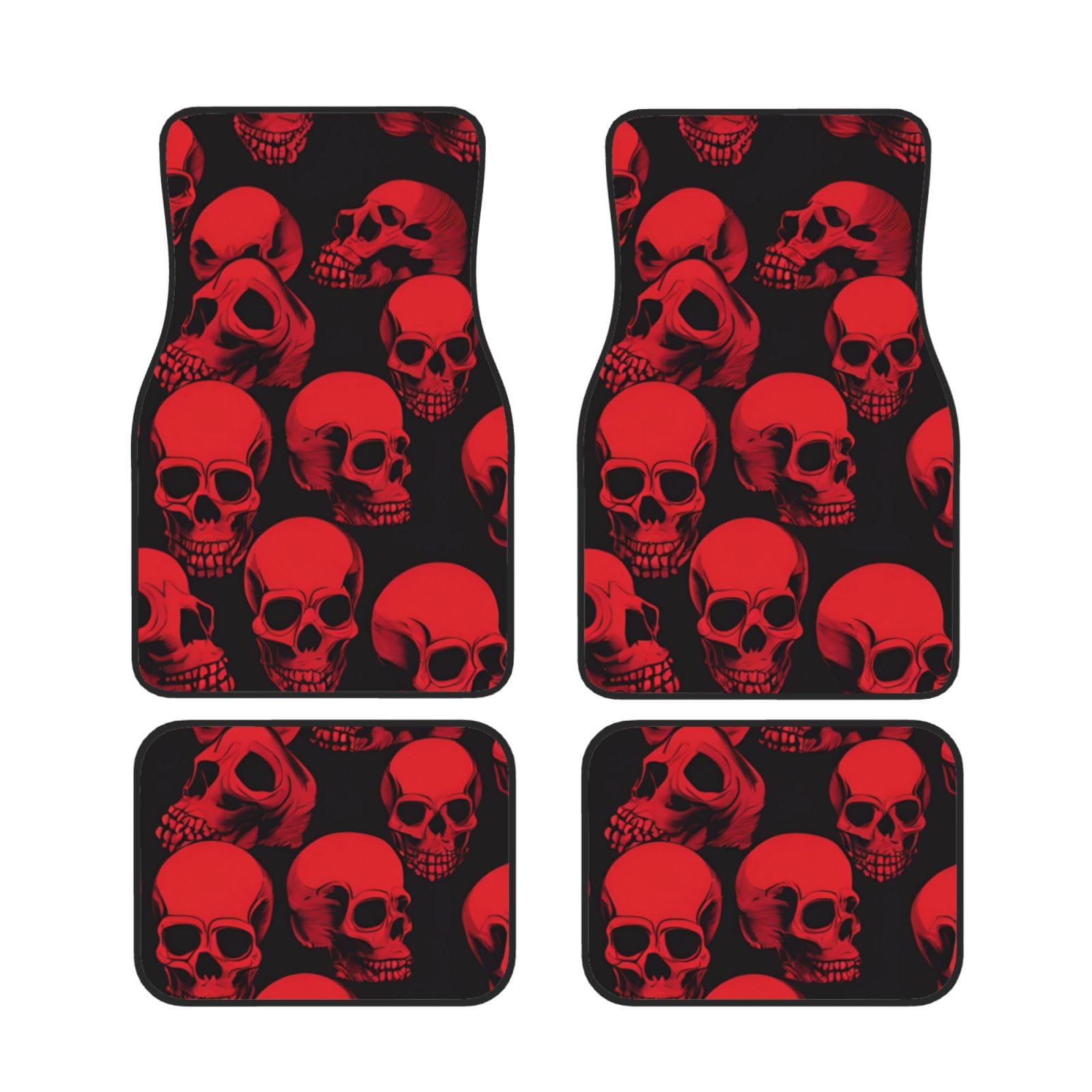 Red Skulls Universal Auto Fußmatten Set von 4 Stück Automotive Front Rear Floor Fußmatten Anti-Rutsch-Neopren Auto Fußmatten für SUVs, Limousinen, Van, LKW Red Skulls Universal Auto Fußmatten Set von 4 Stück Automotive Front Rear Floor Fußmatten Anti-Rutsch-Neopren Auto Fußmatten für SUVs, Limousinen, Van, LKW von BKTRAVERPT