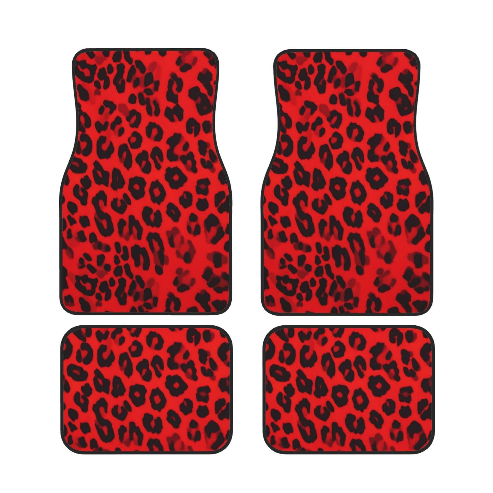 Rotes Leopardenmuster Universal Auto Fußmatten Set von 4 Stück Automotive Front Rear Floor Fußmatten Anti-Rutsch-Neopren Auto Fußmatten für SUVs, Limousinen, Van, LKW Rotes Leopardenmuster Universal Auto Fußmatten Set von 4 Stück Automotive Front Rear Floor Fußmatten Anti-Rutsch-Neopren Auto Fußmatten für SUVs, Limousinen, Van, LKW von BKTRAVERPT