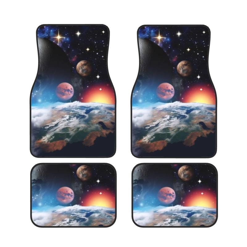 Space Planet Universal Auto Fußmatten Auto Fußmatten Set von 4 Stück Automotive Front Rear Floor Mats Anti-Rutsch-Neopren Auto Fußmatten für SUVs, Limousinen, Van, LKW von BKTRAVERPT