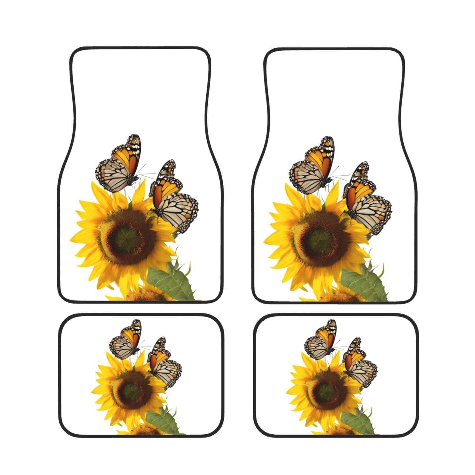 Sunflower (3) Universal Auto Fußmatten Auto Fußmatten Set von 4 Stück Automotive Front Rear Floor Mats Anti-Rutsch-Neopren Auto Fußmatten für SUVs, Limousinen, Van, LKW von BKTRAVERPT