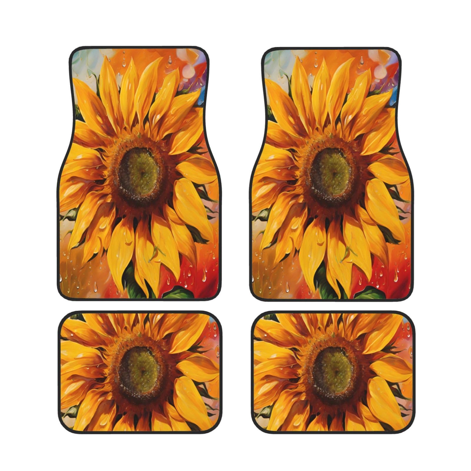 Sunflower Universal Auto Fußmatten Auto Fußmatten Set von 4 Stück Automotive Front Rear Floor Fußmatten Anti-Rutsch-Neopren Auto Fußmatten für SUVs, Limousinen, Van, LKW Sunflower Universal Auto Fußmatten Auto Fußmatten Set von 4 Stück Automotive Front Rear Floor Fußmatten Anti-Rutsch-Neopren Auto Fußmatten für SUVs, Limousinen, Van, LKW von BKTRAVERPT