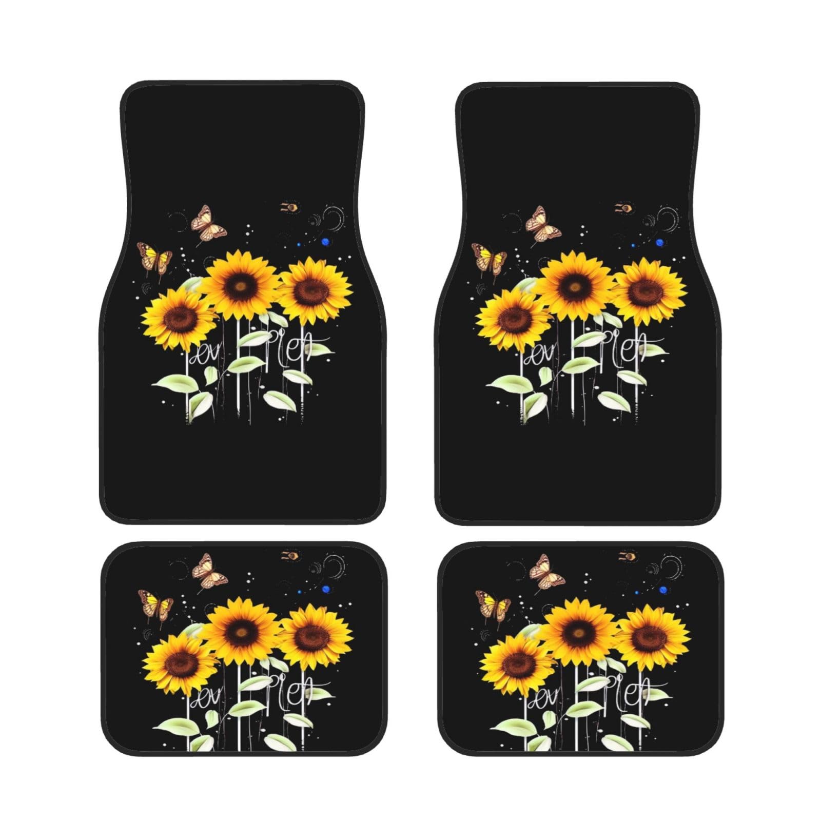 Sunflower Universal Auto Fußmatten Auto Fußmatten Set von 4 Stück Automotive Front Rear Floor Fußmatten Anti-Rutsch-Neopren Auto Fußmatten für SUVs, Limousinen, Van, LKW Sunflower Universal Auto Fußmatten Auto Fußmatten Set von 4 Stück Automotive Front Rear Floor Fußmatten Anti-Rutsch-Neopren Auto Fußmatten für SUVs, Limousinen, Van, LKW von BKTRAVERPT