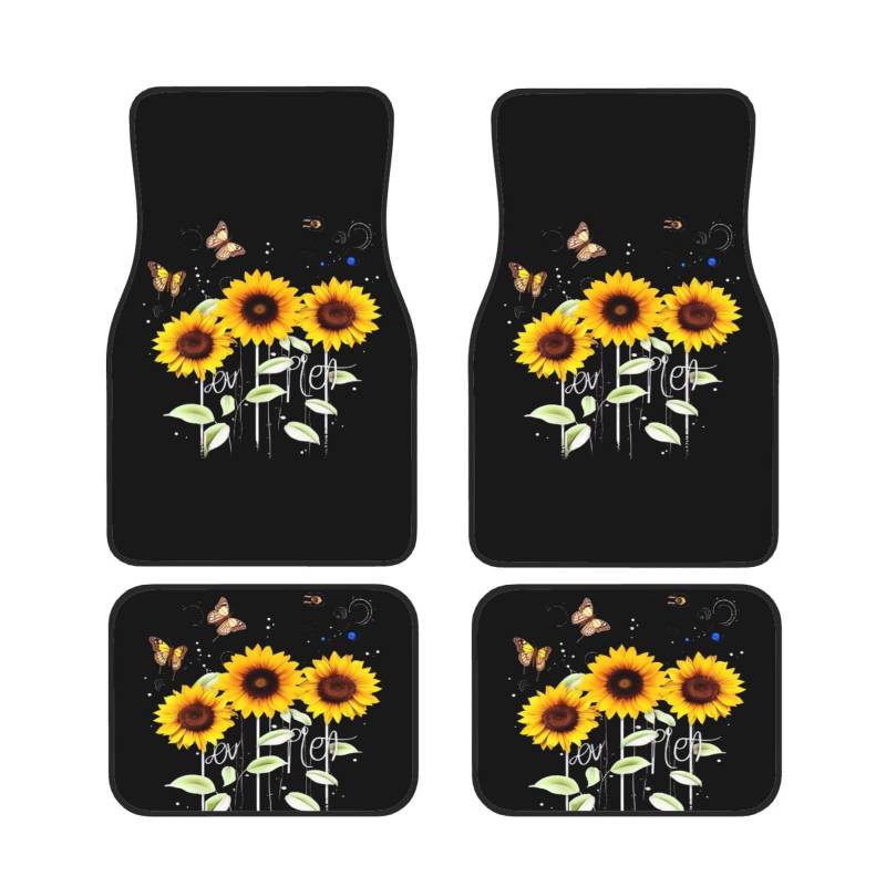 Sunflower Universal Auto Fußmatten Auto Fußmatten Set von 4 Stück Automotive Front Rear Floor Fußmatten Anti-Rutsch-Neopren Auto Fußmatten für SUVs, Limousinen, Van, LKW von BKTRAVERPT