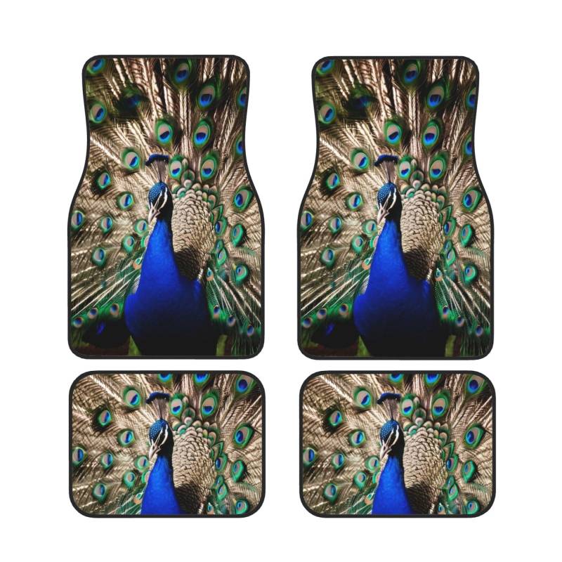 The Peacock Universal Auto Fußmatten, Auto Fußmatten Set von 4 Stück, Automotive Front Rear Floor Mats Anti Slip Neopren Auto Fußmatten für SUVs, Limousinen, Van, LKW von BKTRAVERPT