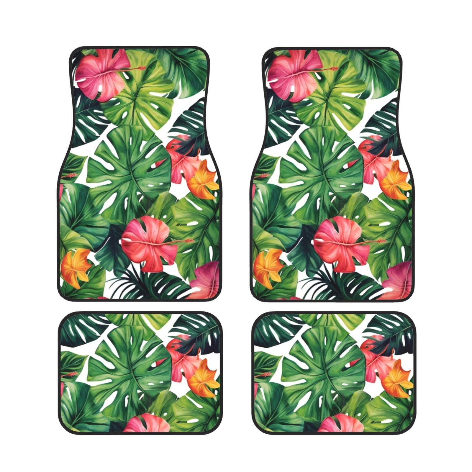 Tropical Leaves Universal Auto Fußmatten Auto Fußmatten Set von 4 Stück Automotive Front Rear Floor Mats Anti-Rutsch-Neopren Auto Fußmatten für SUVs, Limousinen, Van, LKW Tropical Leaves Universal Auto Fußmatten Auto Fußmatten Set von 4 Stück Automotive Front Rear Floor Mats Anti-Rutsch-Neopren Auto Fußmatten für SUVs, Limousinen, Van, LKW von BKTRAVERPT