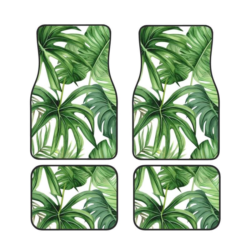 Tropical Palm Banana Leaves Universal Auto Fußmatten Auto Fußmatten Set von 4 Stück Automotive Front Rear Floor Mats Anti-Rutsch-Neopren Auto Fußmatten für SUVs, Limousinen, Van, LKW von BKTRAVERPT
