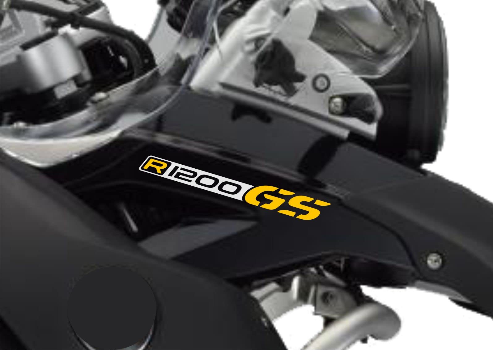 2 Aufkleber kompatibel mit Moto R1200 GS ADVENTURE Motorrad R 1200 (weiß-gelb) von BLACK DOVES GRAPHICS