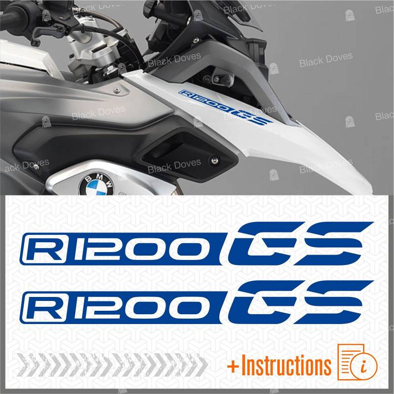 2 Aufkleber R1200 kompatibel mit/Ersatz für BMW R 1200 GS Motorrad (blau) von BLACK DOVES GRAPHICS