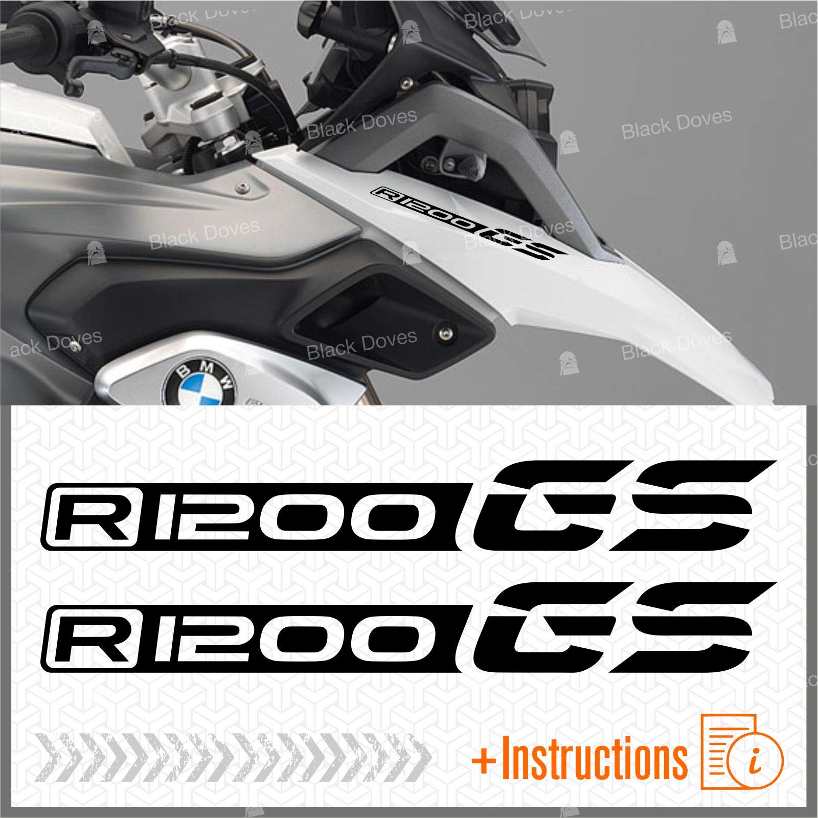 n2 Aufkleber kompatibel mit Moto R1200 GS Motorrad R 1200 (schwarz) von BLACK DOVES GRAPHICS