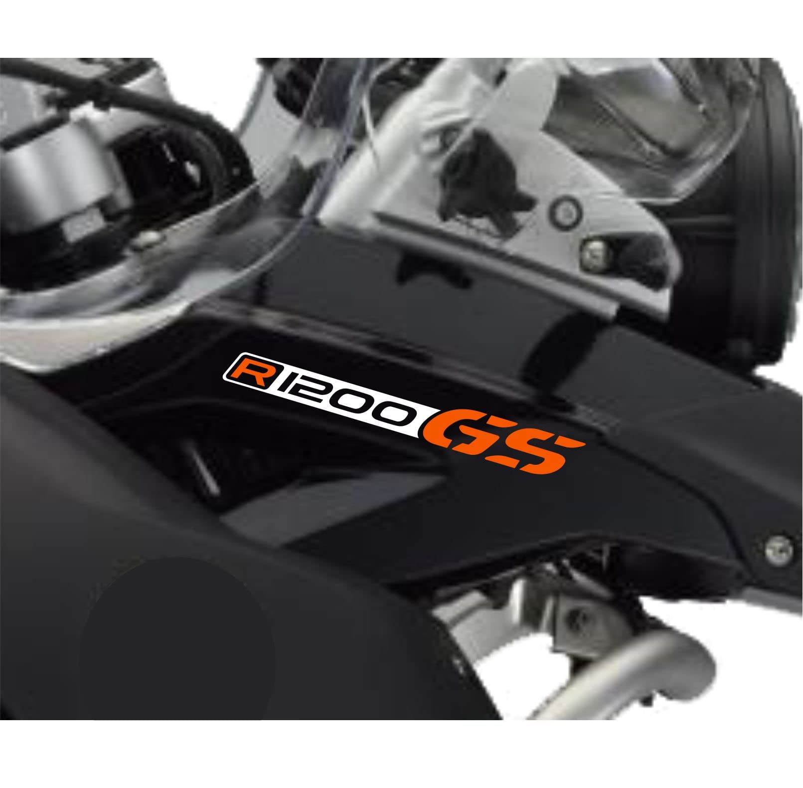 2 Stück Aufkleber kompatibel mit Moto R1200 GS ADVENTURE Motorrad R 1200 (weiß-orange) von BLACK DOVES GRAPHICS