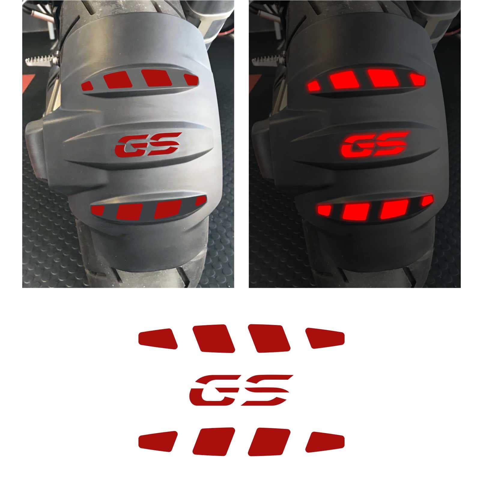 3 Stück REFLEKTIERENDE Aufkleber Kompatibel mit Motorrad R 1200 1250 GS Adventure HECKFENDER Rot von BLACK DOVES GRAPHICS