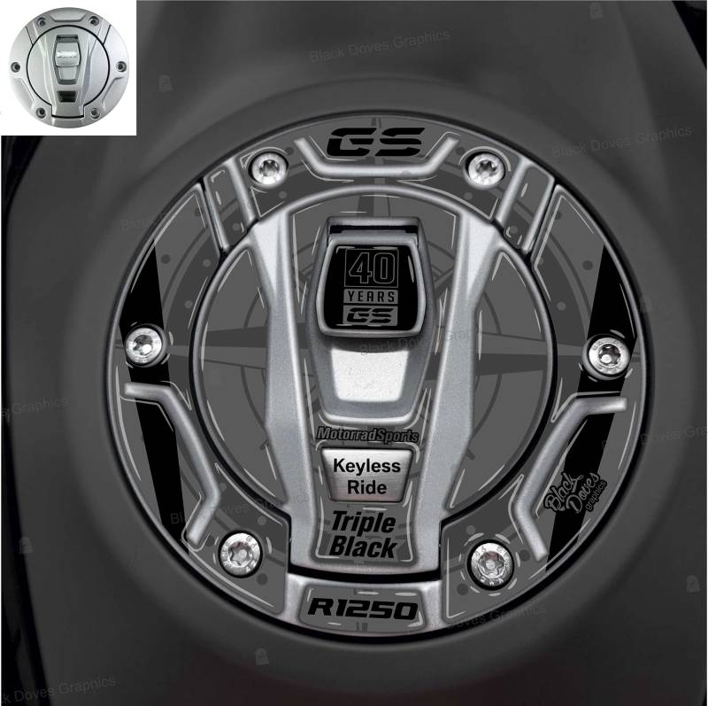 3D-Aufkleber Tankdeckel kompatibel mit/Ersatz für BMW MOTORRAD Moto R 1250 GS und Adventure 2021 von BLACK DOVES GRAPHICS