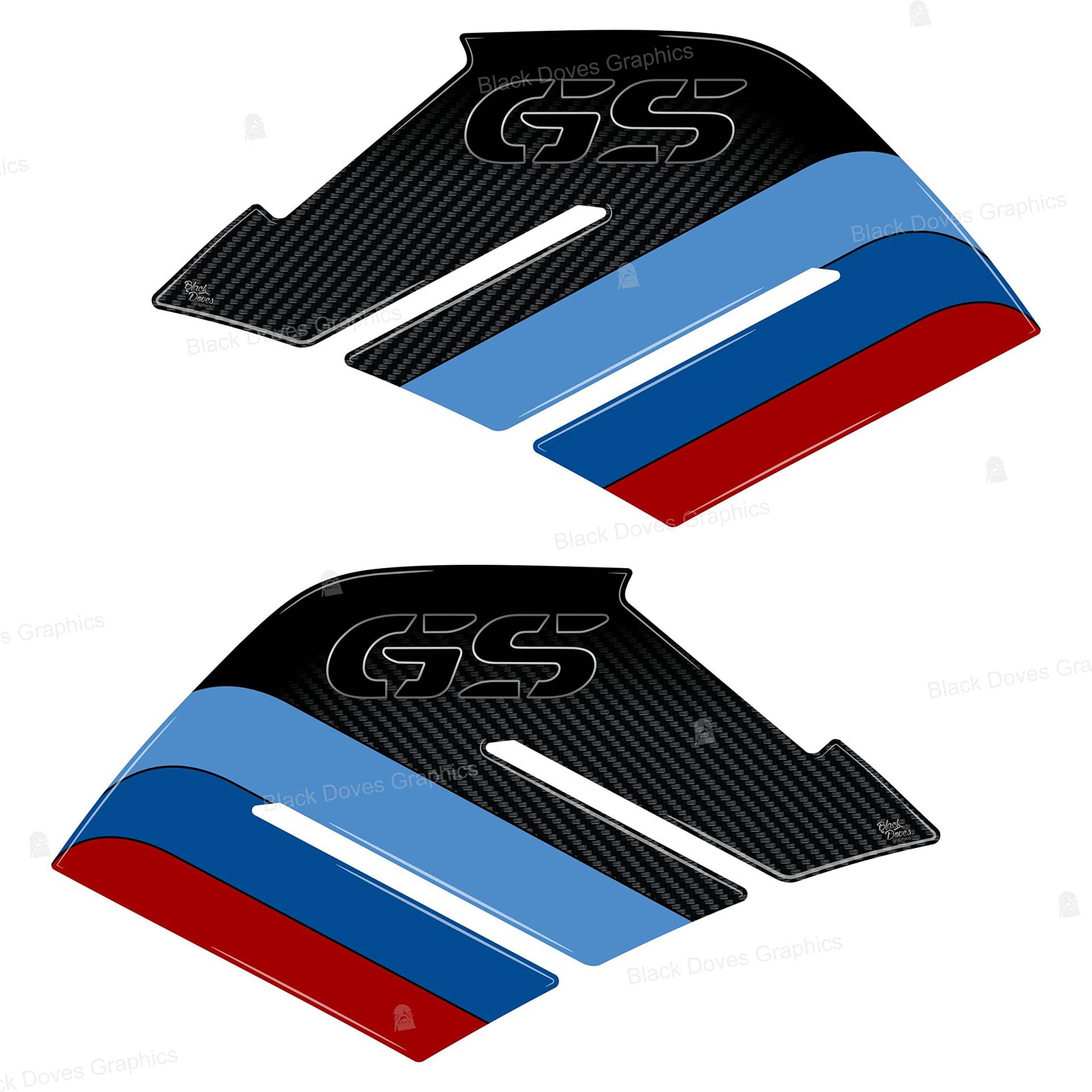3D-Aufkleber aus Harz, Seitentankschutz, kompatibel mit Motorrad R 1200 GS ADVENTURE 2006-2013 (mehrfarbig) von BLACK DOVES GRAPHICS