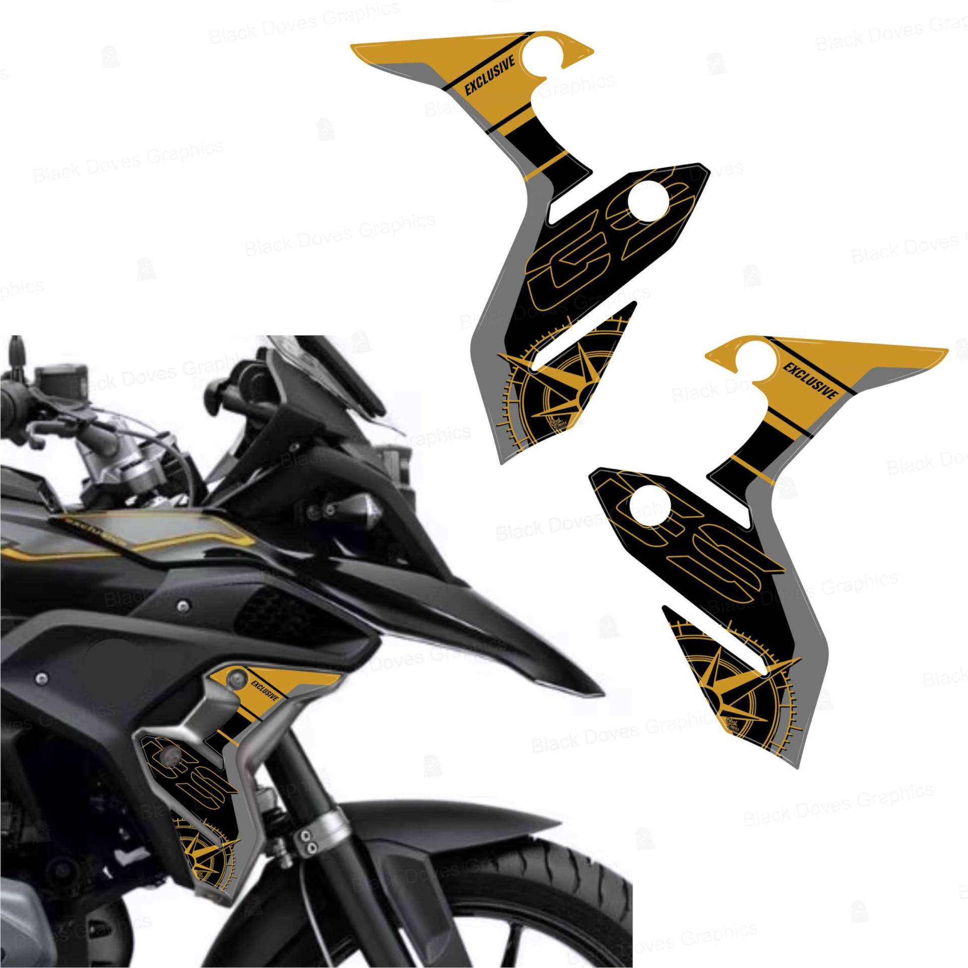 3D-Aufkleber für Seitenwangen aus Aluminium, kompatibel mit / Ersatz für BMW Motorrad R 1250 GS LC Standard Exclusive 3D-Aufkleber für Seitenwangen aus Aluminium, kompatibel mit / Ersatz für BMW Motorrad R 1250 GS LC Standard Exclusive von BLACK DOVES GRAPHICS