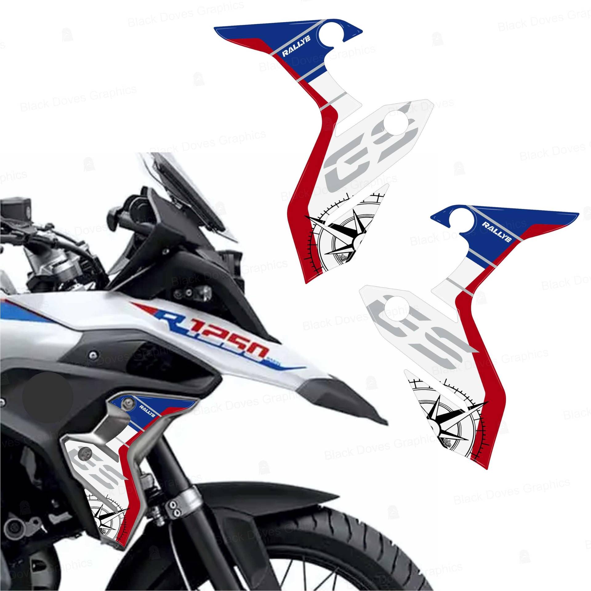 3D-Aufkleber aus Kunstharz, für Seitenwände aus Aluminium, kompatibel mit Motorrad Motorrad R 1250 GS LC Standard Rallye 3D-Aufkleber aus Kunstharz, für Seitenwände aus Aluminium, kompatibel mit Motorrad Motorrad R 1250 GS LC Standard Rallye von BLACK DOVES GRAPHICS