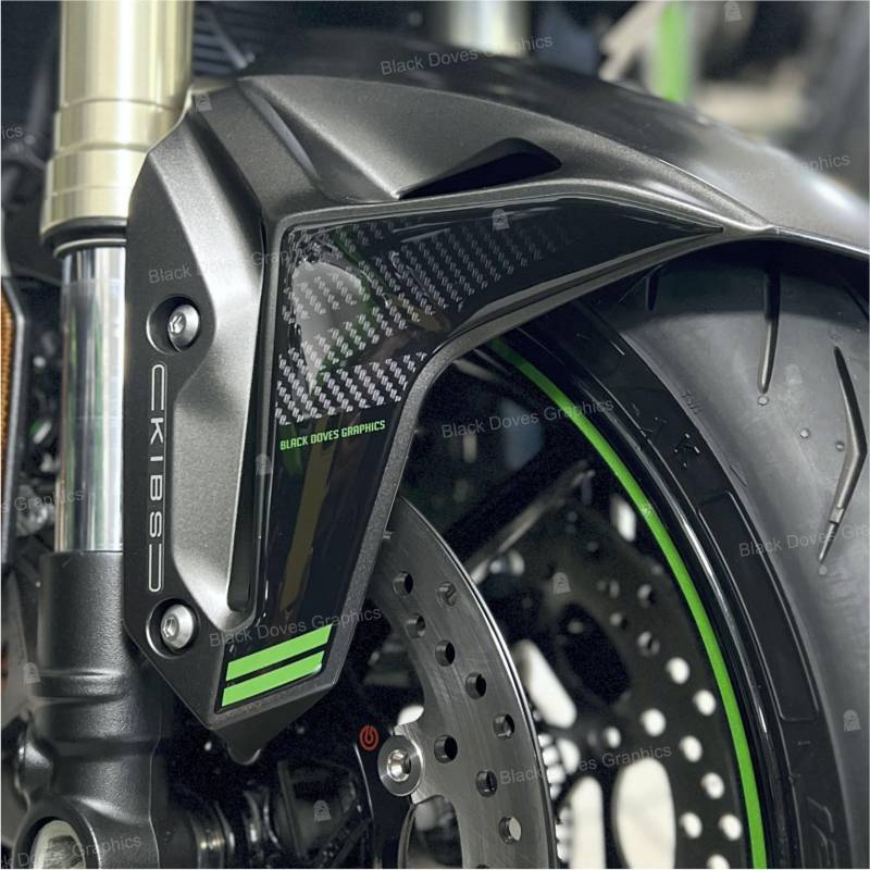 BLACK DOVES GRAPHICS Harzbeschichtete 3D-Aufkleber Schutz kompatibel mit KAWASAKI Z H2 SE 2021-2024 (Kotflügelschutz), KAWZH2 von BLACK DOVES GRAPHICS