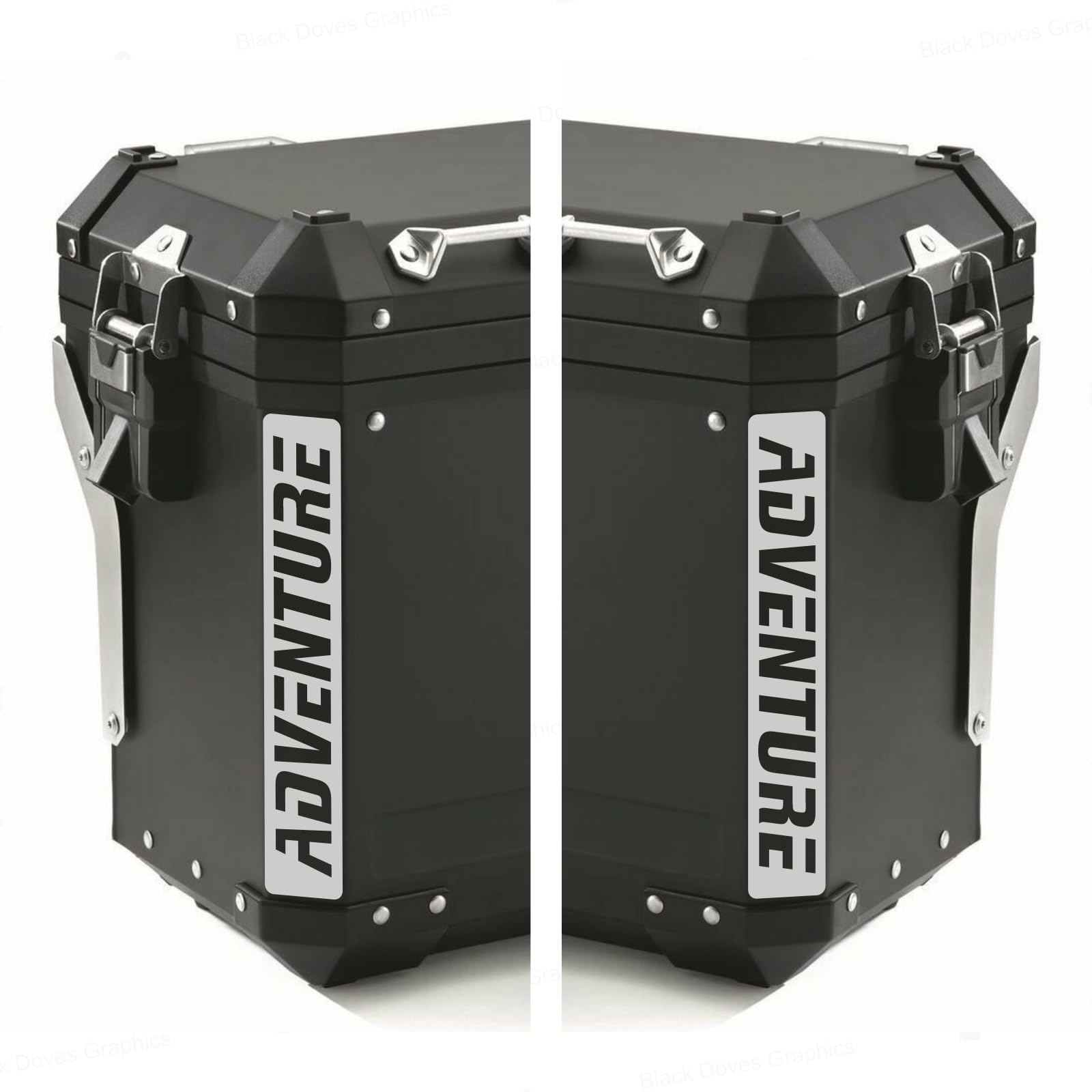 Reflektierende Aufkleber für Motorrad R 1200 1250 1150 F 800 650 F700 GS A R1200GS R1200 für Touratech Motorrad Aluminium Panniers Seitenkoffer (weiß-grau) von BLACK DOVES GRAPHICS