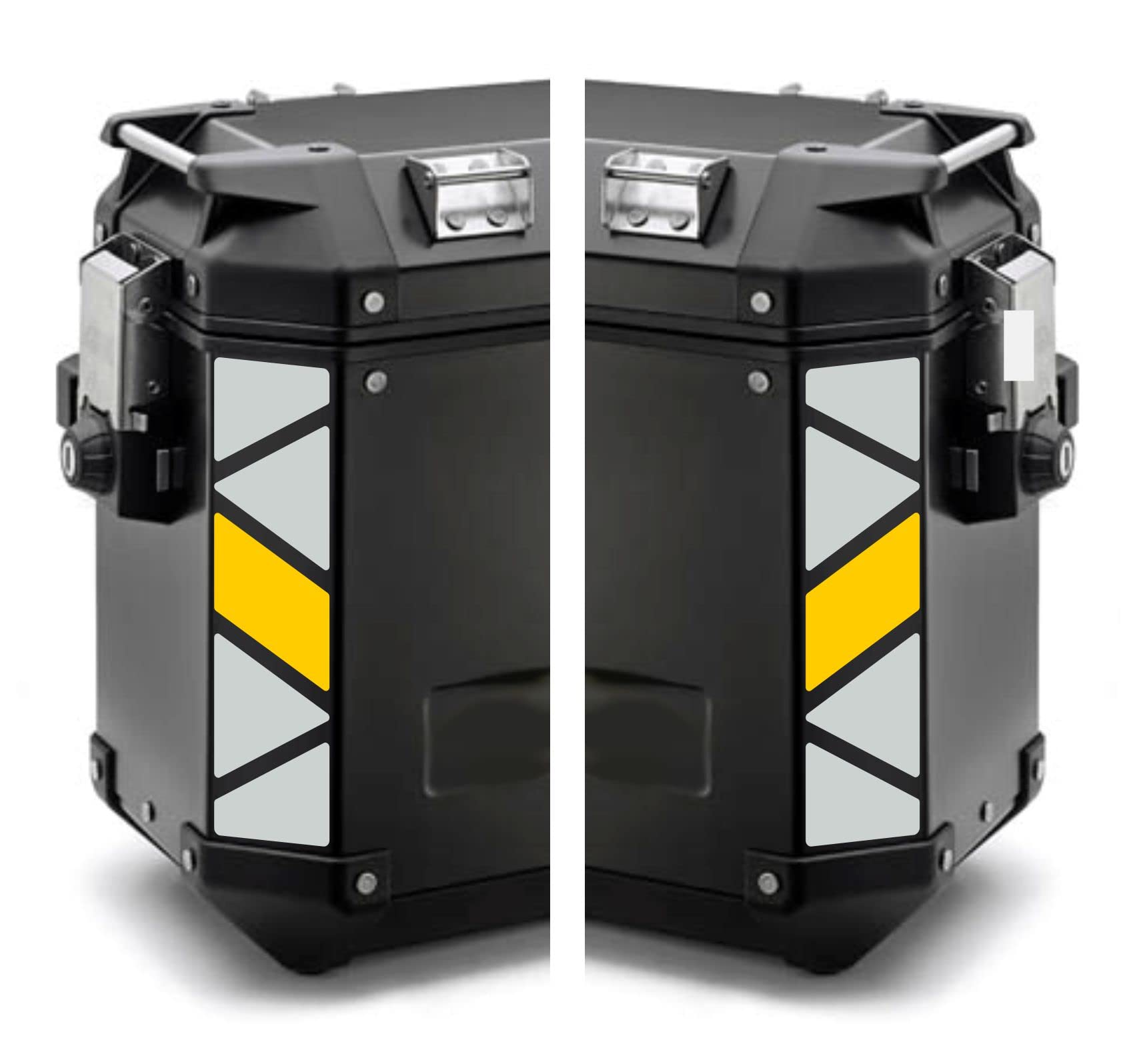 Reflektoren, zweifarbig, kompatibel mit Seitenkoffer GIVI TREKKER OUTBACK 48 37 ltr Motorrad (weiß-gelb) von BLACK DOVES GRAPHICS