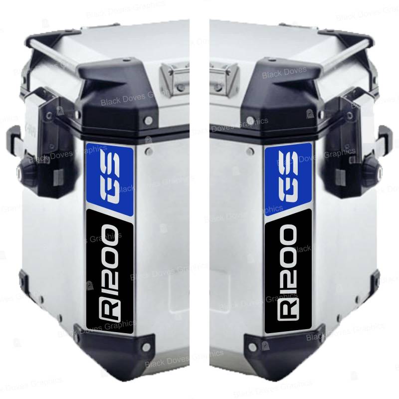 Reflektoren, zweifarbig, kompatibel mit Seitenkoffer GIVI TREKKER OUTBACK 48 37 ltr Motorrad R1200GS R 1200 R1200 GS (schwarz-blau) von BLACK DOVES GRAPHICS
