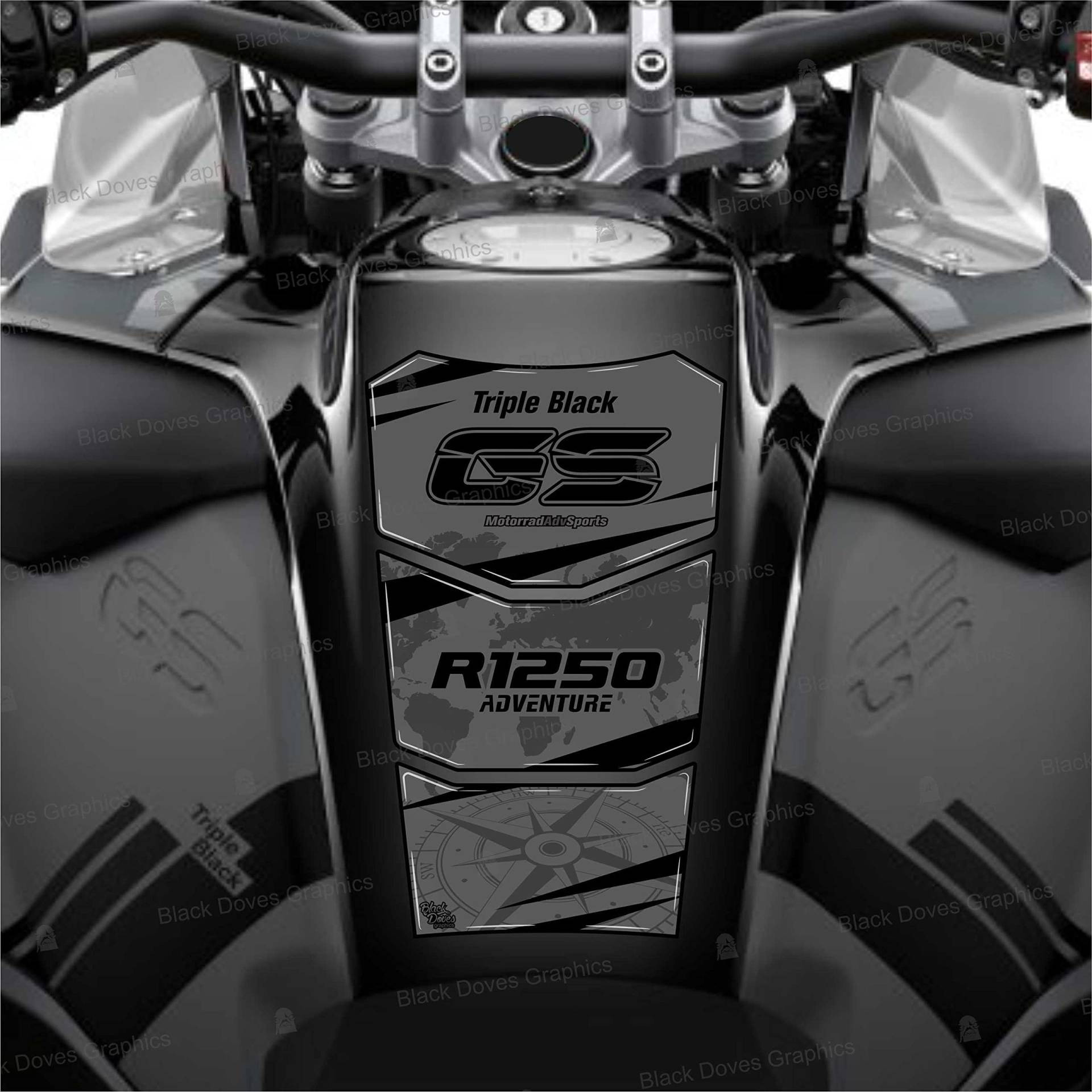 Tankpad Aufkleber Harz, kompatibel mit R 1250 GS Adventure 2021 Tankpad von BLACK DOVES GRAPHICS