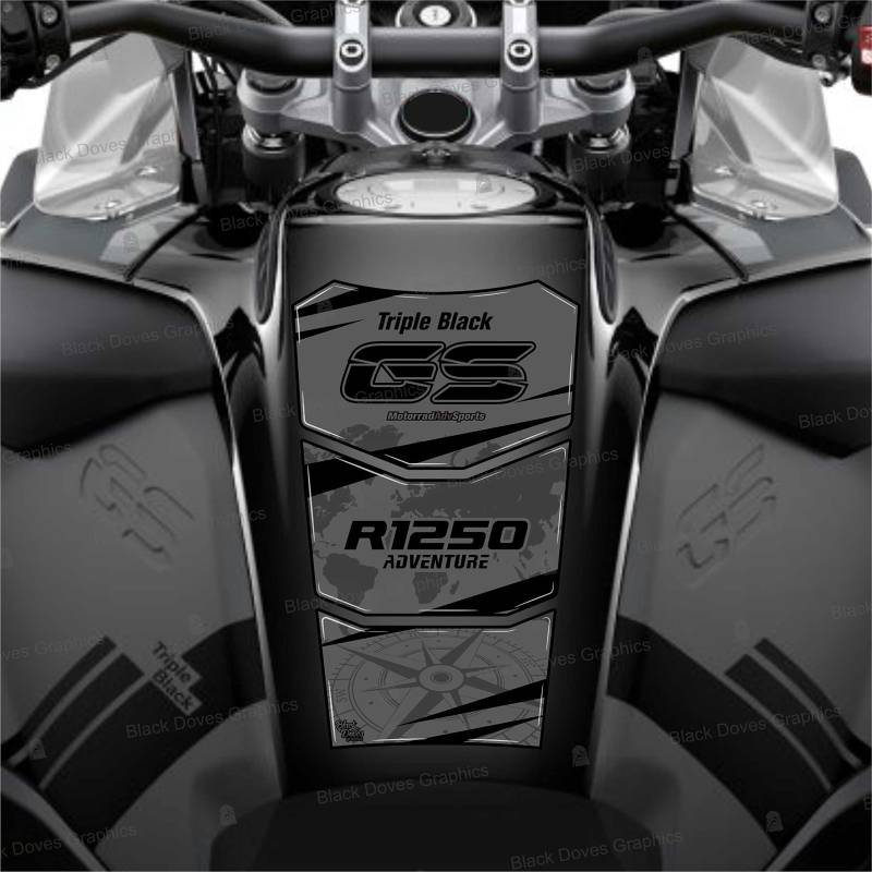 3D-Aufkleber Tankschutz kompatibel mit/Ersatz für BMW Motorrad R 1250 GS Adventure 2021 Triple Black Tankpad von BLACK DOVES GRAPHICS